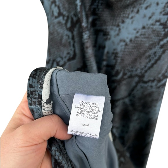 NWT Cami NYC Silk Snake-Print Slip Dress in Slate Blue and Black - Size Medium - Picture 10 of 12